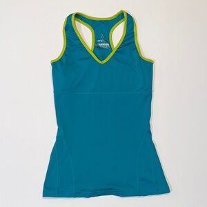 MPG Teal Athletic Racerback Tank with Lime Trim